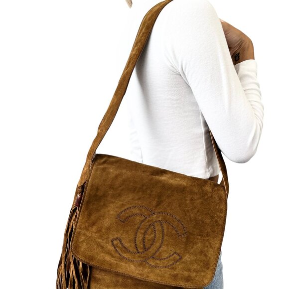 CHANEL Vintage CC Mark Logo Crossbody Shoulder Bag 2way Bag Fringe [106365] - Picture 1 of 14